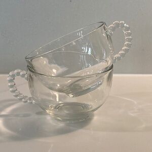 BUBBLE HANDLE TEA CUPS - Clear glass tea cups set of two (2)